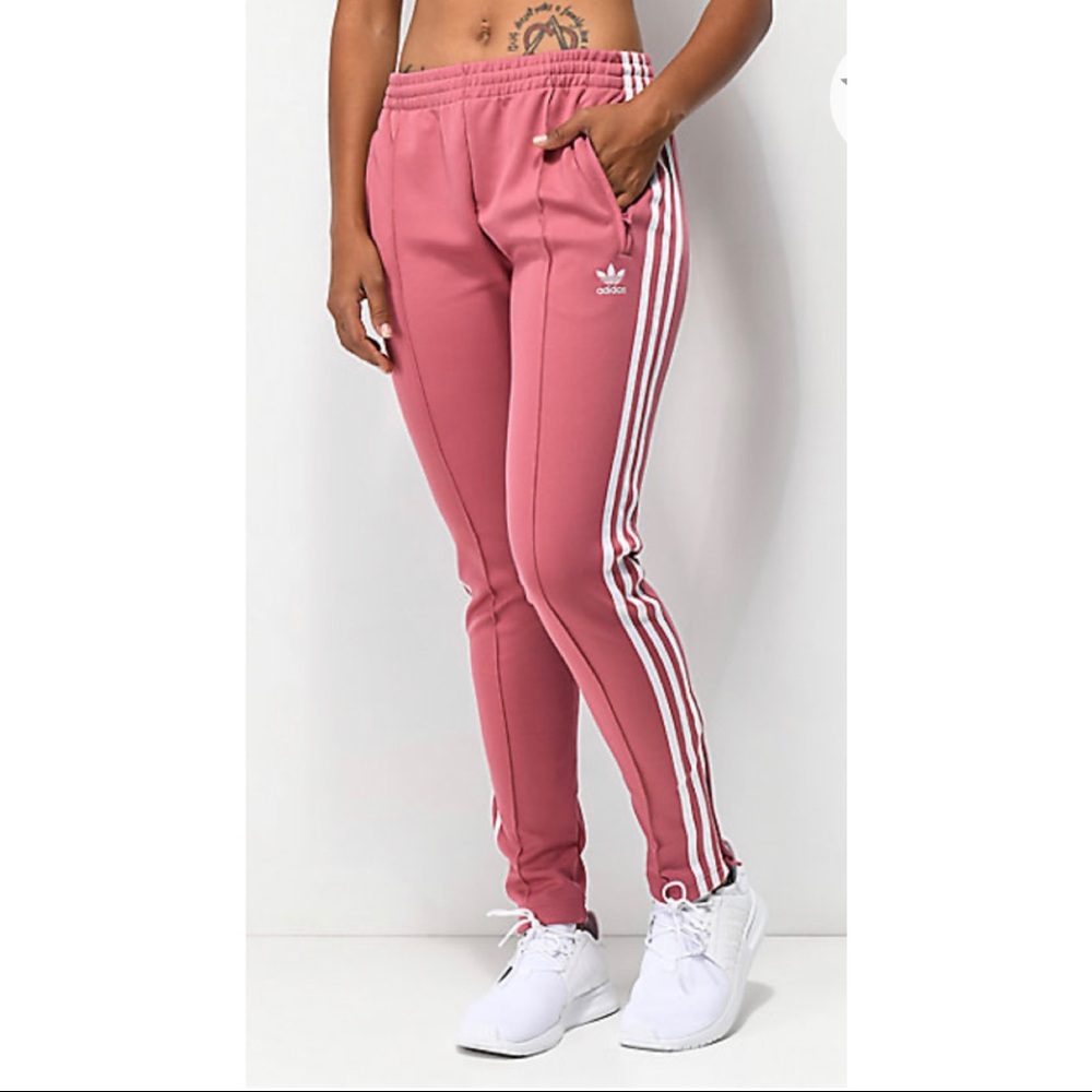 Adidas 3 Stripe Mauve Track Pants